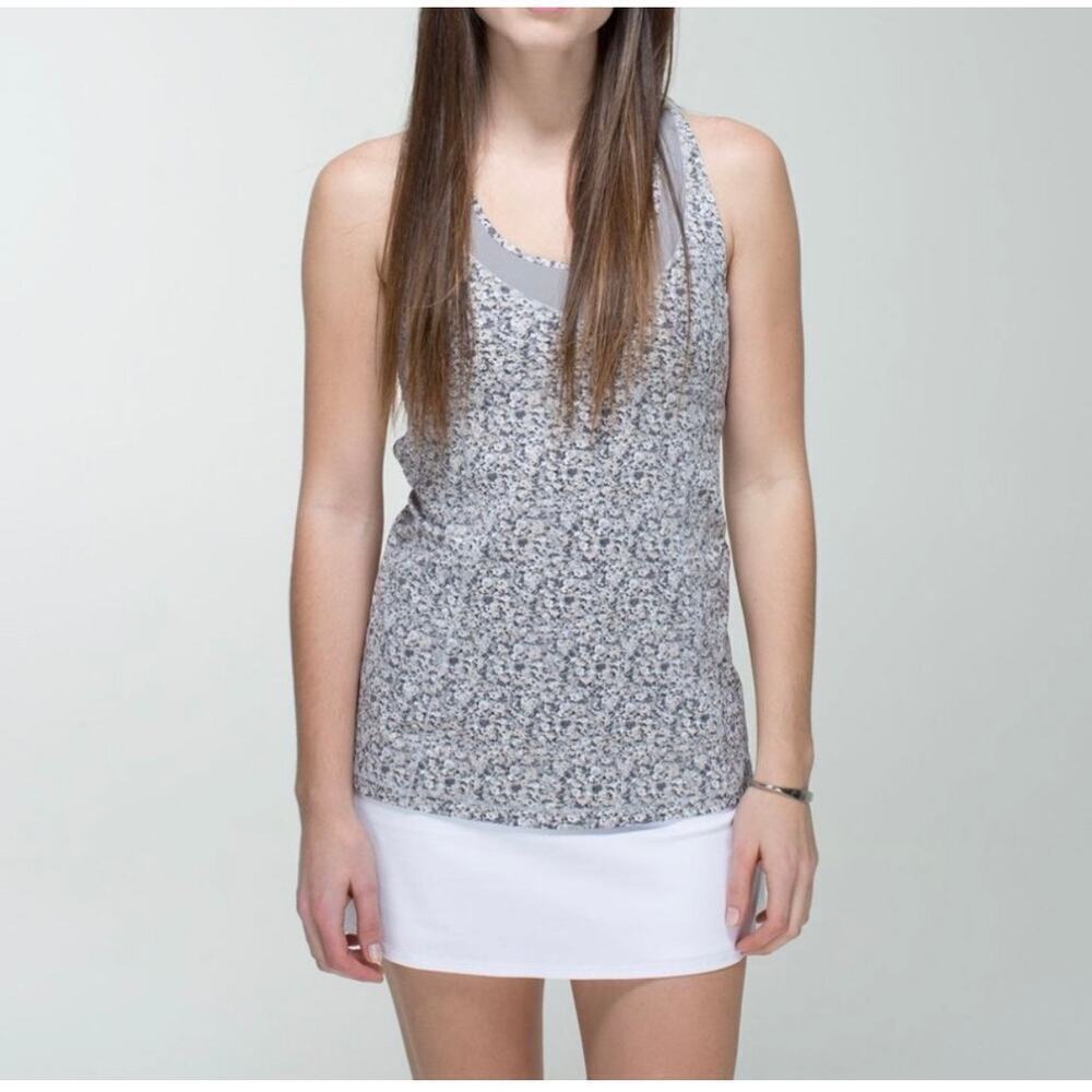 Lululemon Tone It Tank Floral Pattern Gray Size 8